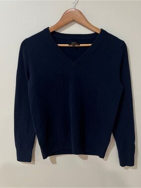 Quince Women's V-Neck Sweater 100% Mongolian Cashmere True Navy Size Small